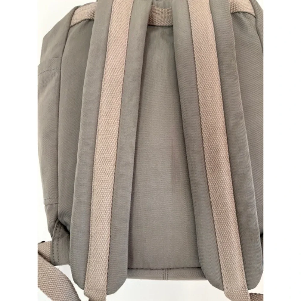 Himawari Nylon Travel Backpack Olive Taupe‎ with Tan Faux Leather Accents